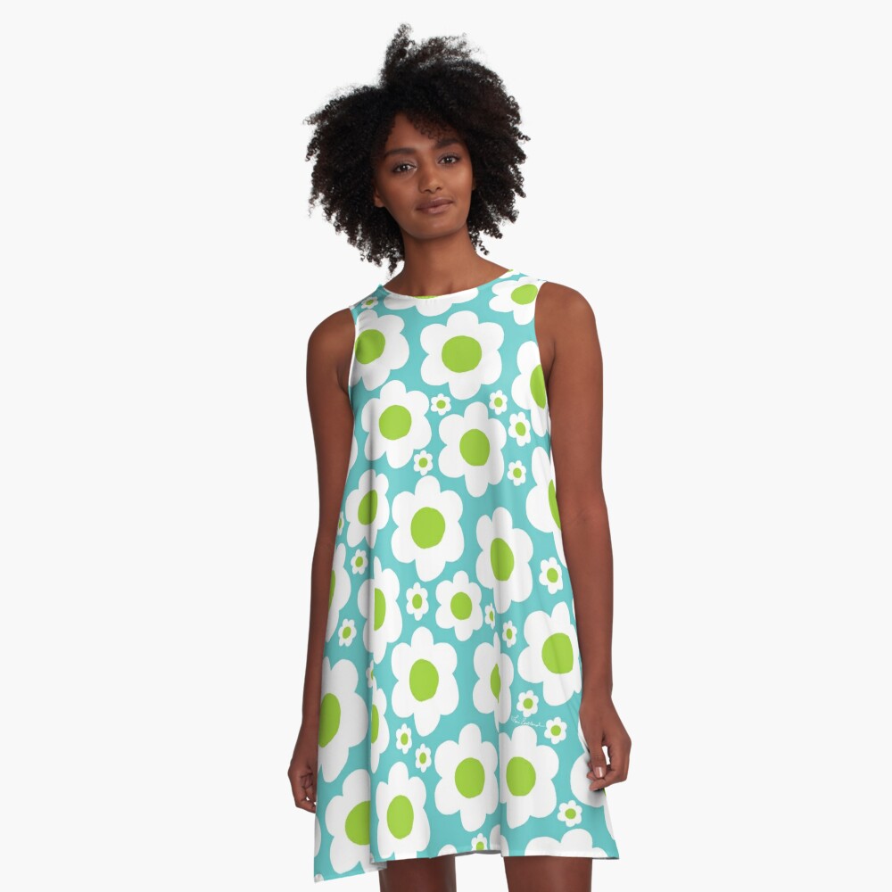 Robe trapèze « Fleur pop des années 60 », par loeye | Redbubble