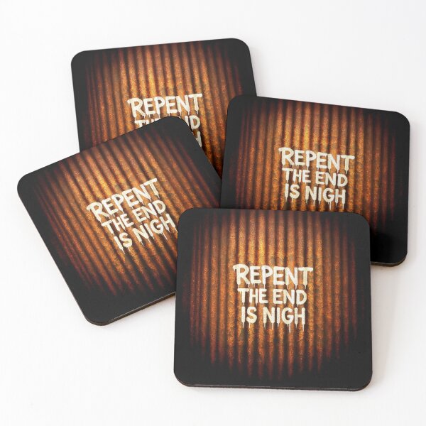 Item preview, Repent the End Is Nigh – Rusted Corrugated Iron Graffiti Wall Art designed and sold by Michael van der Hoorn.
