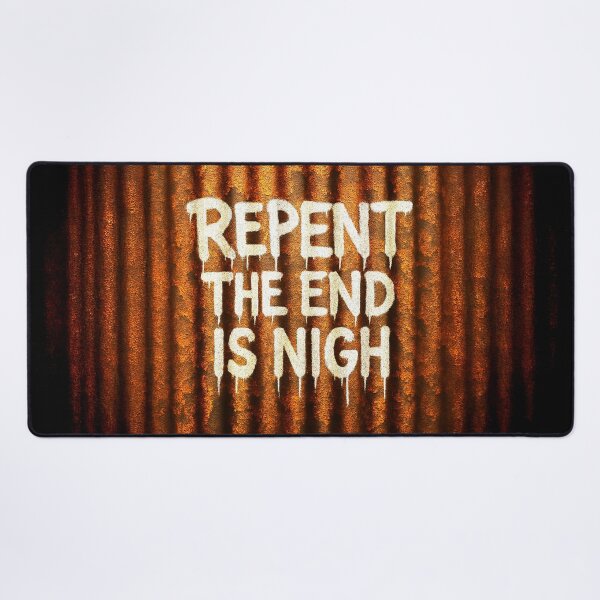 Item preview, Repent the End Is Nigh – Rusted Corrugated Iron Graffiti Wall Art designed and sold by Michael van der Hoorn.
