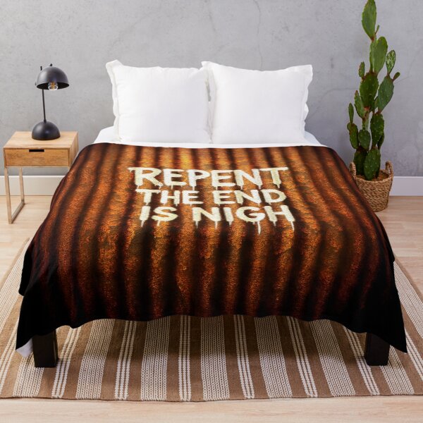 Item preview, Repent the End Is Nigh – Rusted Corrugated Iron Graffiti Wall Art designed and sold by Michael van der Hoorn.
