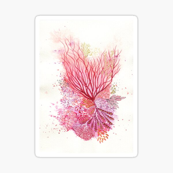 Item preview, Pink Reef - Intuitive abstract watercolour painting inspired by coral reefs  designed and sold by klbailey.