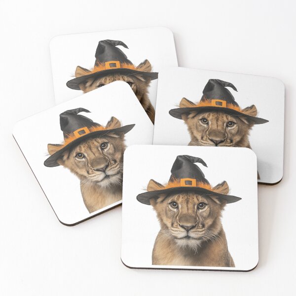 Item preview, Asiatic Lion Wearing Halloween Witch Hat designed and sold by LazyOwlStore.