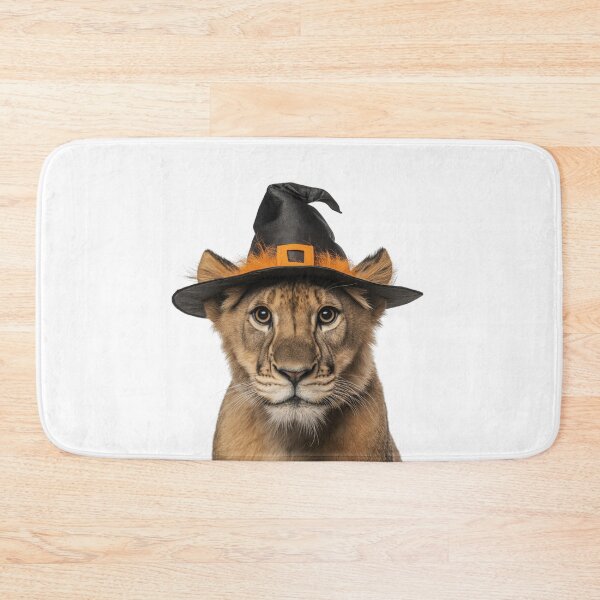 Item preview, Asiatic Lion Wearing Halloween Witch Hat designed and sold by LazyOwlStore.