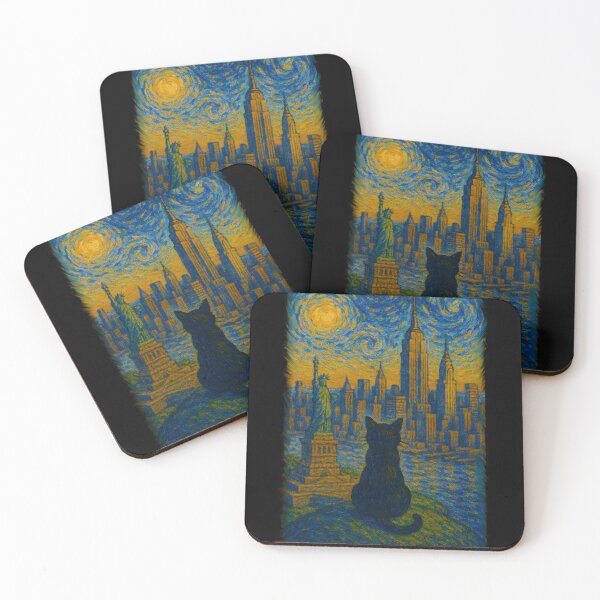 Item preview, Black cat in new york city skyline designed and sold by dudelinart.