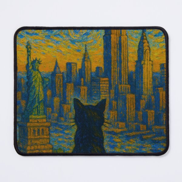 Item preview, Black cat in new york city skyline designed and sold by dudelinart.