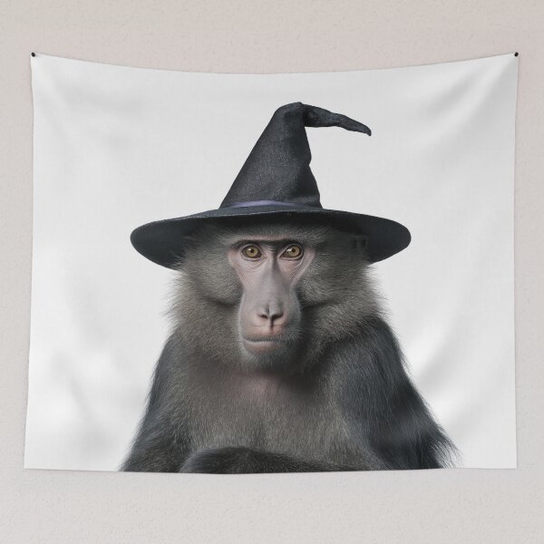 Item preview, Baboon Wearing Halloween Witch Hat designed and sold by LazyOwlStore.