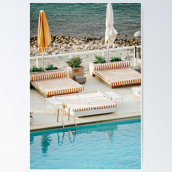 Item preview, Seaside Pool with Aarons Striped Loungers designed and sold by KeeleyYoung.