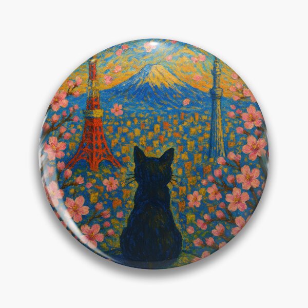 Item preview, Black cat in Tokyo, Japan | City Scene designed and sold by dudelinart.