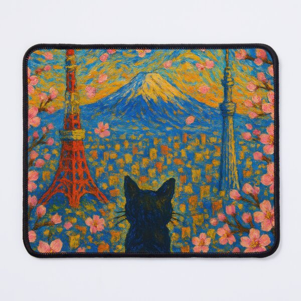 Item preview, Black cat in Tokyo, Japan | City Scene designed and sold by dudelinart.
