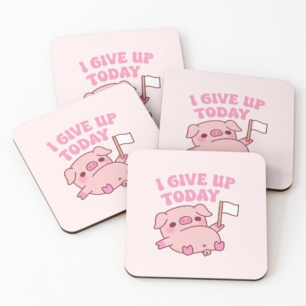 Item preview, Cute Piggy Waving A White Flag I Give Up Today Funny designed and sold by rustydoodle.
