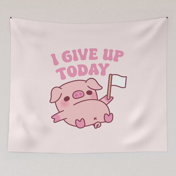 Item preview, Cute Piggy Waving A White Flag I Give Up Today Funny designed and sold by rustydoodle.