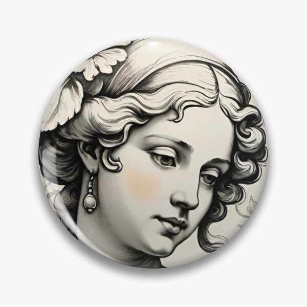 Item preview, Woman portrait in Baroque style dreamy and romantic white beige black designed and sold by IHImage.