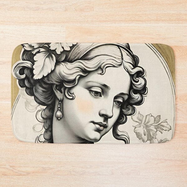 Item preview, Woman portrait in Baroque style dreamy and romantic white beige black designed and sold by IHImage.