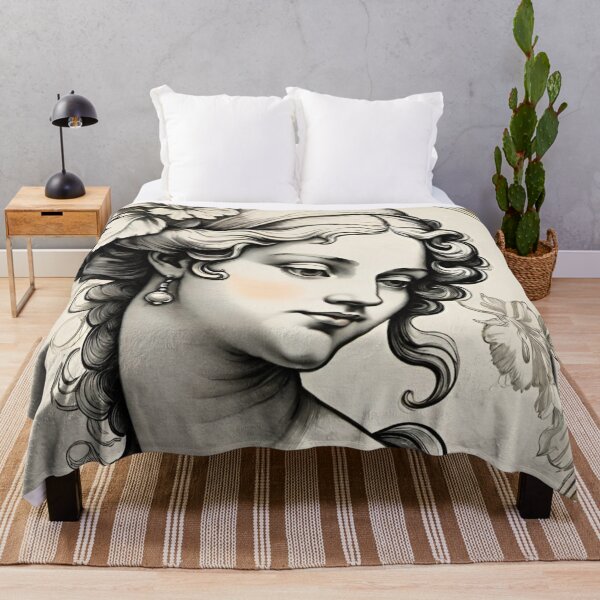 Item preview, Woman portrait in Baroque style dreamy and romantic white beige black designed and sold by IHImage.