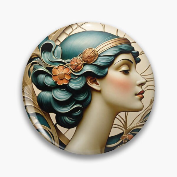 Item preview, Woman portrait in blue and gold dreamy and romantic designed and sold by IHImage.
