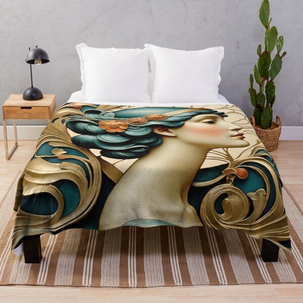 Item preview, Woman portrait in blue and gold dreamy and romantic designed and sold by IHImage.