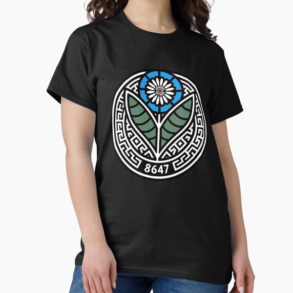 Vista previa del artículo con la obra «8647 Sutil anti Trump anti MAGA 86 47 Floral azul - Ojo vudú», diseñado y vendido por eyevoodoo.