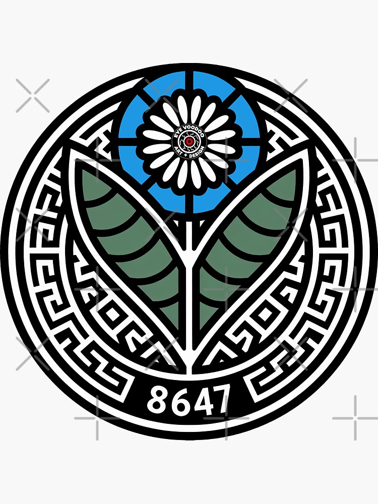 Thumbnail 3 von 3, Sticker, 8647 Subtiles Anti-Trump Anti-MAGA 86 47 Blaues Blumenmuster - Eye Voodoo designt und verkauft von eyevoodoo.