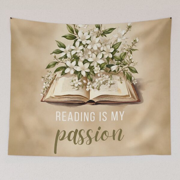Item preview, Reading is my Passion - Jasmine flowers growing from book designed and sold by SolaoLab.