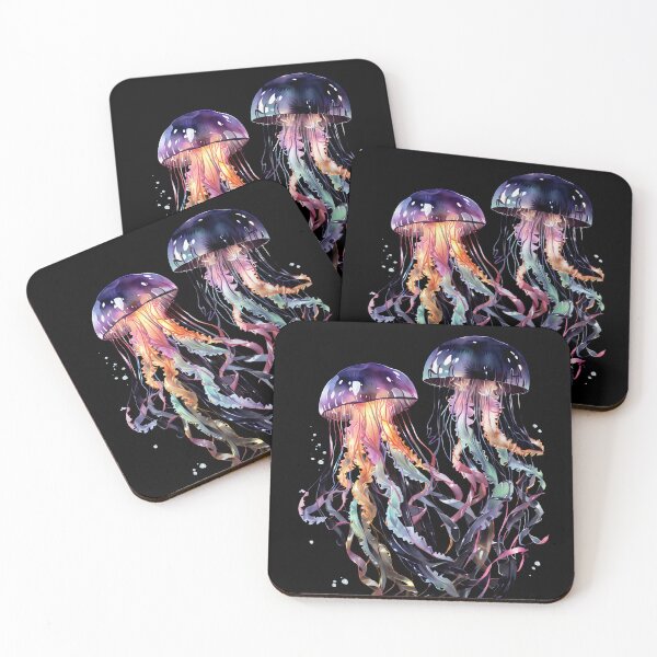 Item preview, The glow of dark waters - watercolor jellyfish designed and sold by SolaoLab.