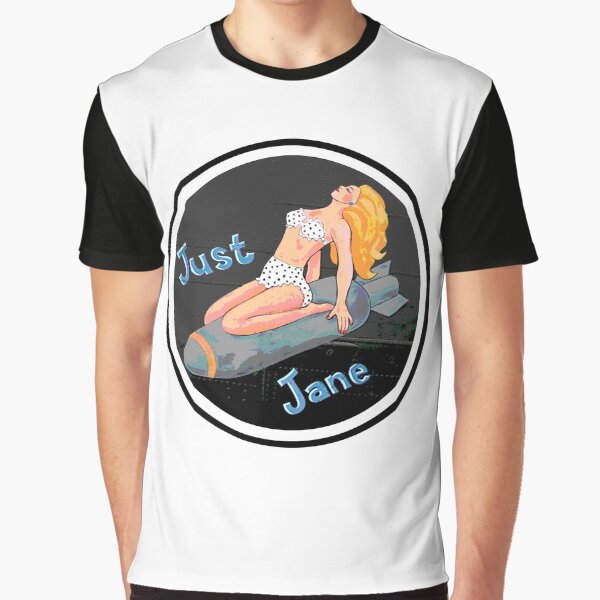 Vista previa del artículo con la obra «Chica bombardera de la Segunda Guerra Mundial Just Jane Noseart», diseñado y vendido por QuirkyDesign101.