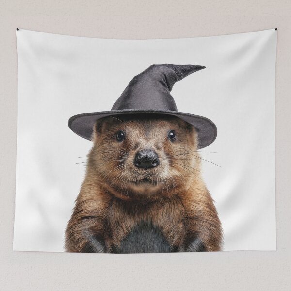 Item preview, Beaver Wearing Halloween Witch Hat designed and sold by LazyOwlStore.