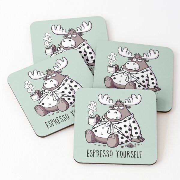 Item preview, Moose Drinking Coffee in a Polka Dot Robe designed and sold by FrozenRoscoe.