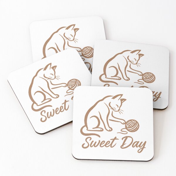 Item preview, Burnt Sienna Stretching Cat Illustration with 'Sweet Day' Quote designed and sold by Sweetday2025.