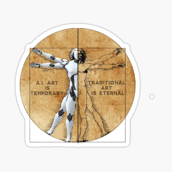 Vista previa del artículo con la obra «El arte de la IA es temporal, el arte tradicional es eterno.», diseñado y vendido por Mangumba.