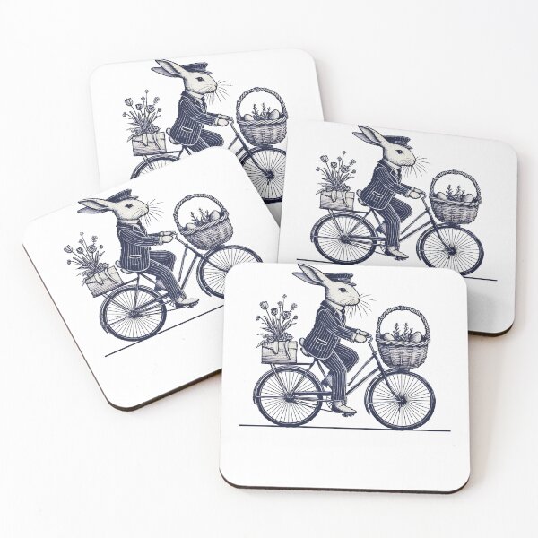 Item preview, Easter Vintage Bunny On Bike In Retro Style designed and sold by LuminOrb.