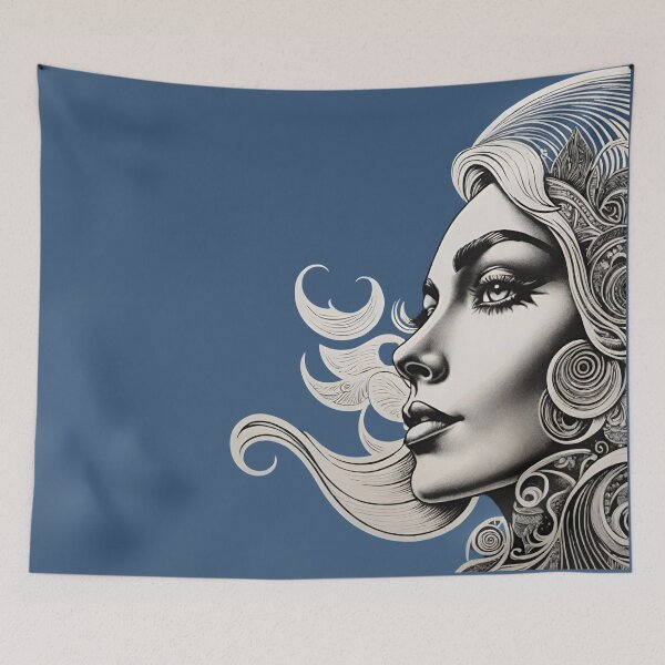 Item preview, Woman portrait in blue and black modern and decorative designed and sold by IHImage.