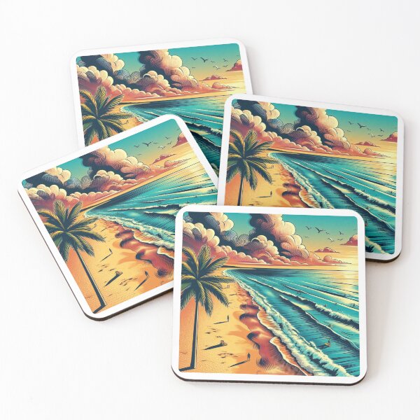 Item preview, Tropical Beach Escape: AI Comic Design with Coconut Trees – Perfect for Vacation Clothing & Travel Accessories designed and sold by knalpot-design.