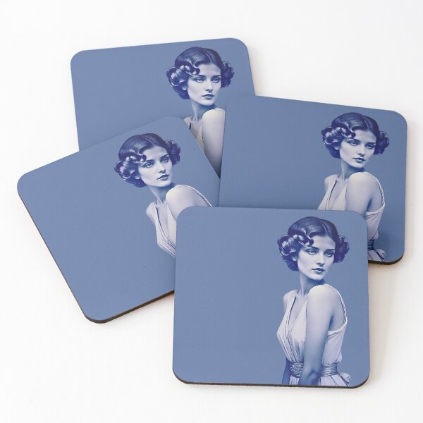 Item preview, Woman portrait in blue retro, vintage dreamy and romantic designed and sold by IHImage.