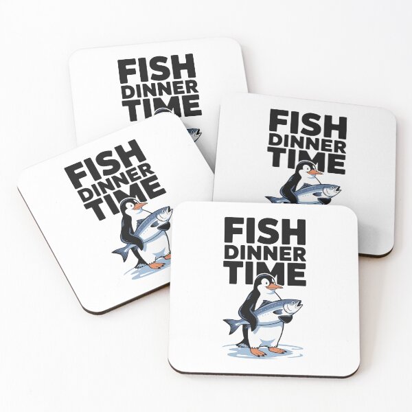 Item preview, Fish Dinner Time Penguin Meme Parody Tariff Protest Art designed and sold by Designer-Girl.