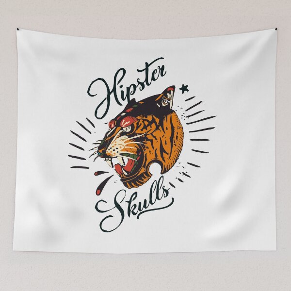 Item preview, old school tiger hipster skulls tattoo design logo brand designed and sold by Achille3777.