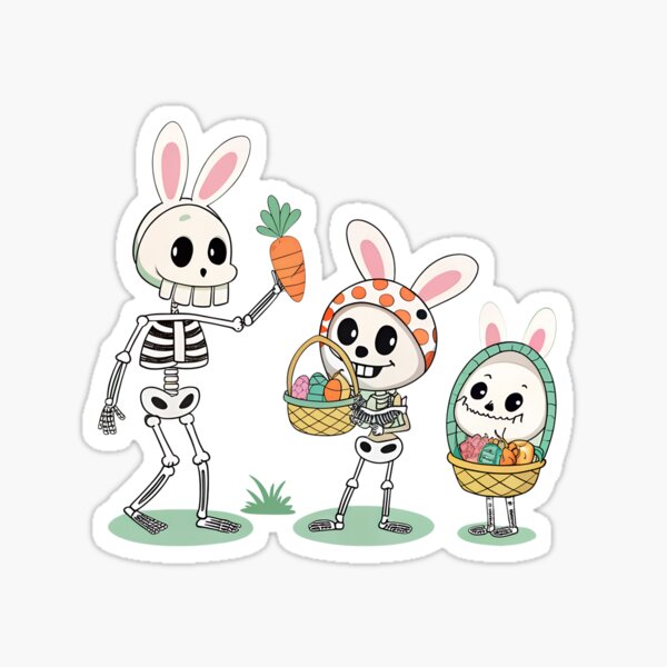 Item preview,  Happy Easter Cute Bunny Rabbit-Skeleton Celebrating Easter designed and sold by HappyMindCo.