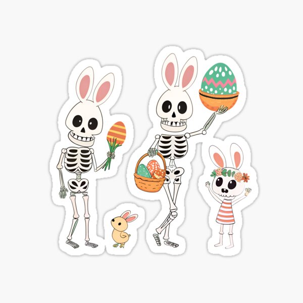 Item preview, Happy Easter Cute Bunny Rabbit-Skeleton Celebrating Easter designed and sold by HappyMindCo.