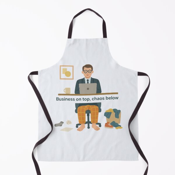 Item preview, Business on Top, Chaos Below – WFH Reality Illustration designed and sold by Bratak.
