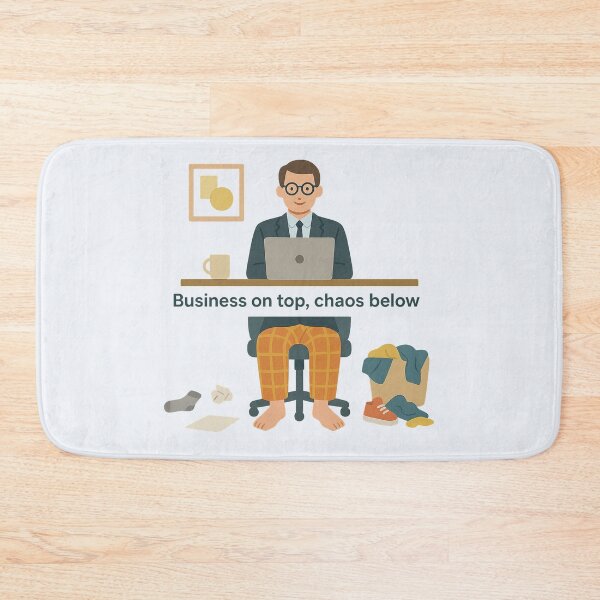 Item preview, Business on Top, Chaos Below – WFH Reality Illustration designed and sold by Bratak.