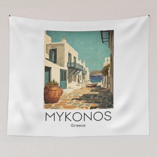 Artikelvorschau, Eine Vintage Illustration von Mykonos - Griechenland entworfen und verkauft von GoodOldVintage.