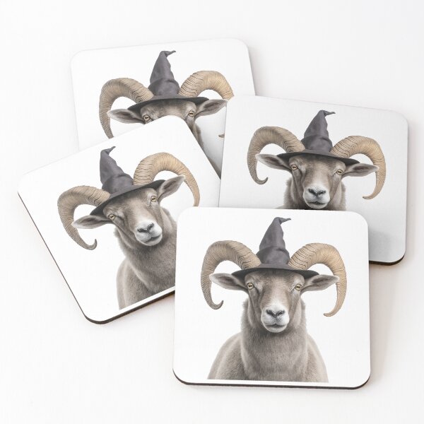Item preview, Bighorn Sheep Wearing Halloween Witch Hat designed and sold by LazyOwlStore.