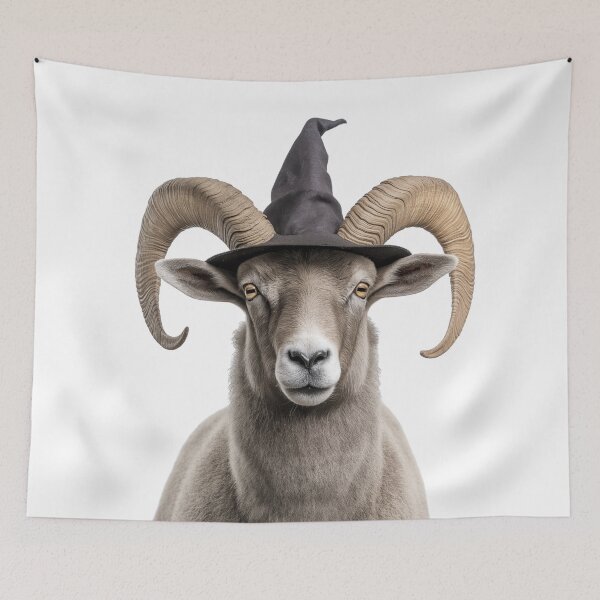 Item preview, Bighorn Sheep Wearing Halloween Witch Hat designed and sold by LazyOwlStore.