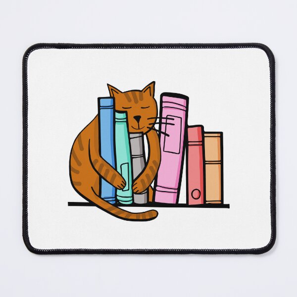 Item preview, orange kitty on books designed and sold by dorisandfred.
