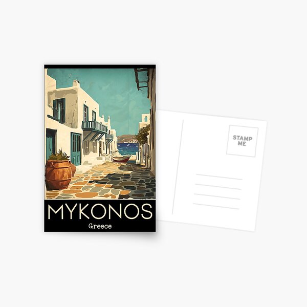 Item preview, A Vintage Illustration of Mykonos - Greece designed and sold by GoodOldVintage.
