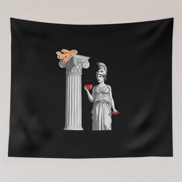 Item preview, Athena With a Red Cup And Mechanical Icarus Surreal Art designed and sold by SurrealArtSzysz.