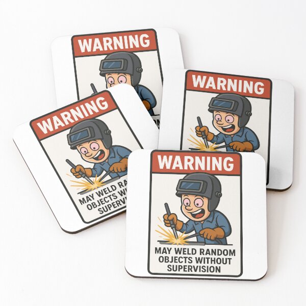Item preview, Warning Sticker with Cartoon Welder designed and sold by Ruletattoo.