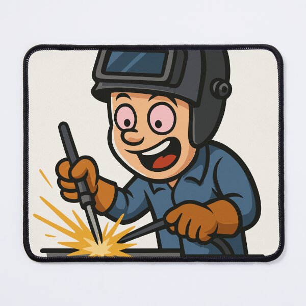 Item preview, Warning Sticker with Cartoon Welder designed and sold by Ruletattoo.