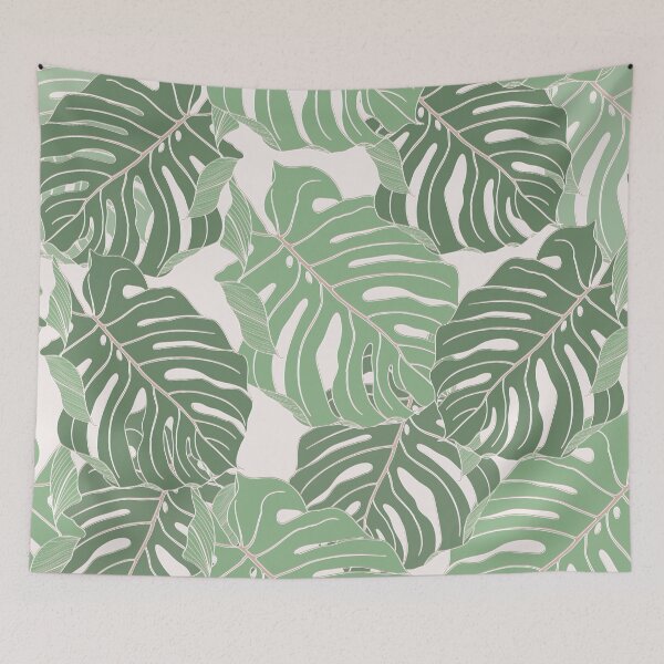 Item preview, Floral seamless pattern, line split-leaf Monstera plant. designed and sold by MatyKotiv.