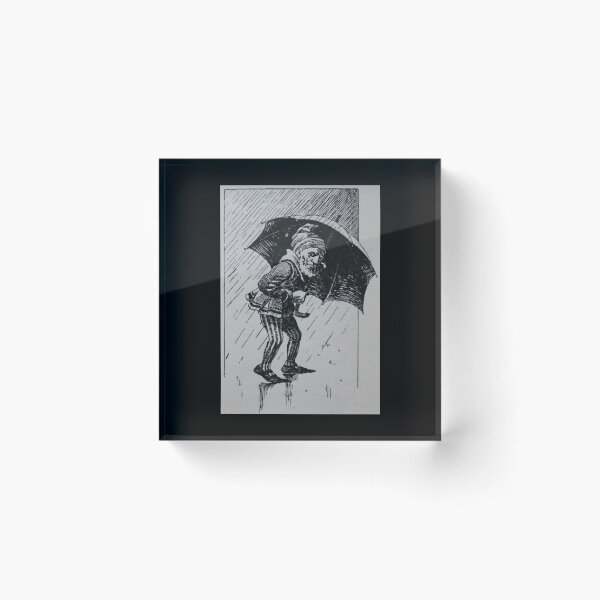 Item preview, Art by Mike Linocut dwarf, bad weather and rain, weather dwarf designed and sold by allartbymike.
