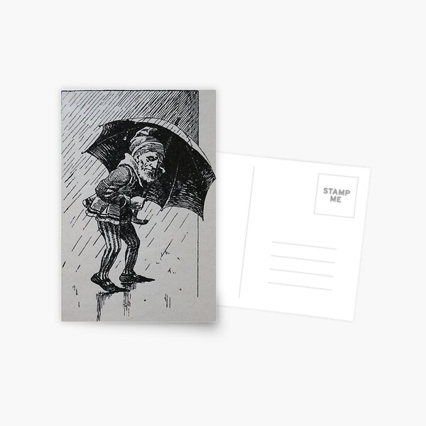 Item preview, Art by Mike Linocut dwarf, bad weather and rain, weather dwarf designed and sold by allartbymike.